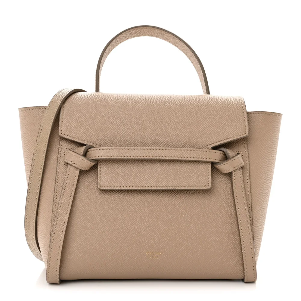 Celine Nano Belt bag in light taupe grained calfskin
