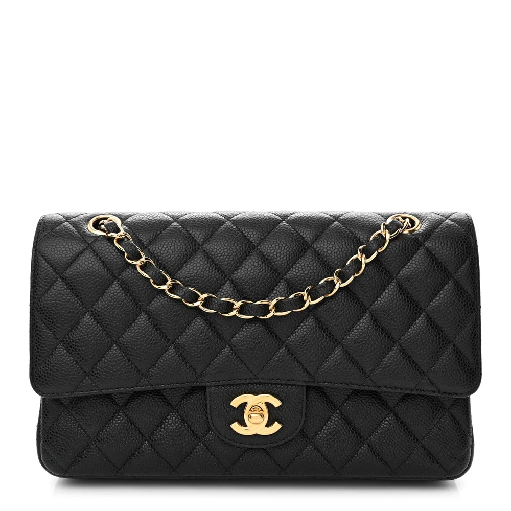 Chanel medium Classic Double Flap in black caviar leather