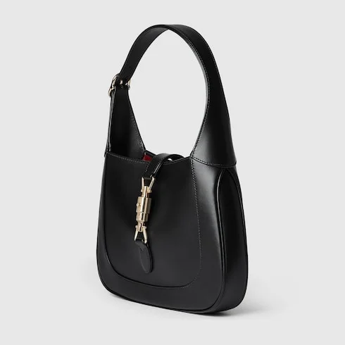 Black Gucci Jackie 1961 medium leather bag with piston closure