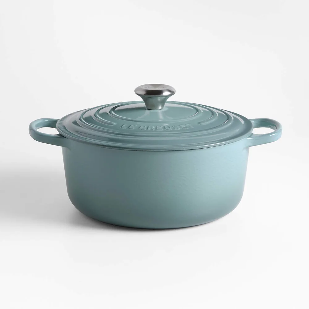 Le Creuset Signature round Dutch oven with lid in Sea Salt blue
