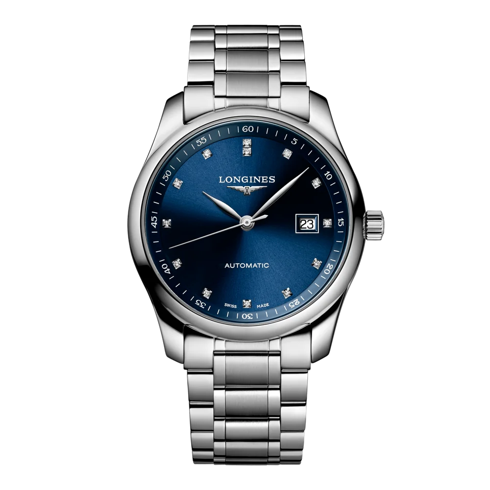 Longines Master Collection watch with blue dial on steel bracelet