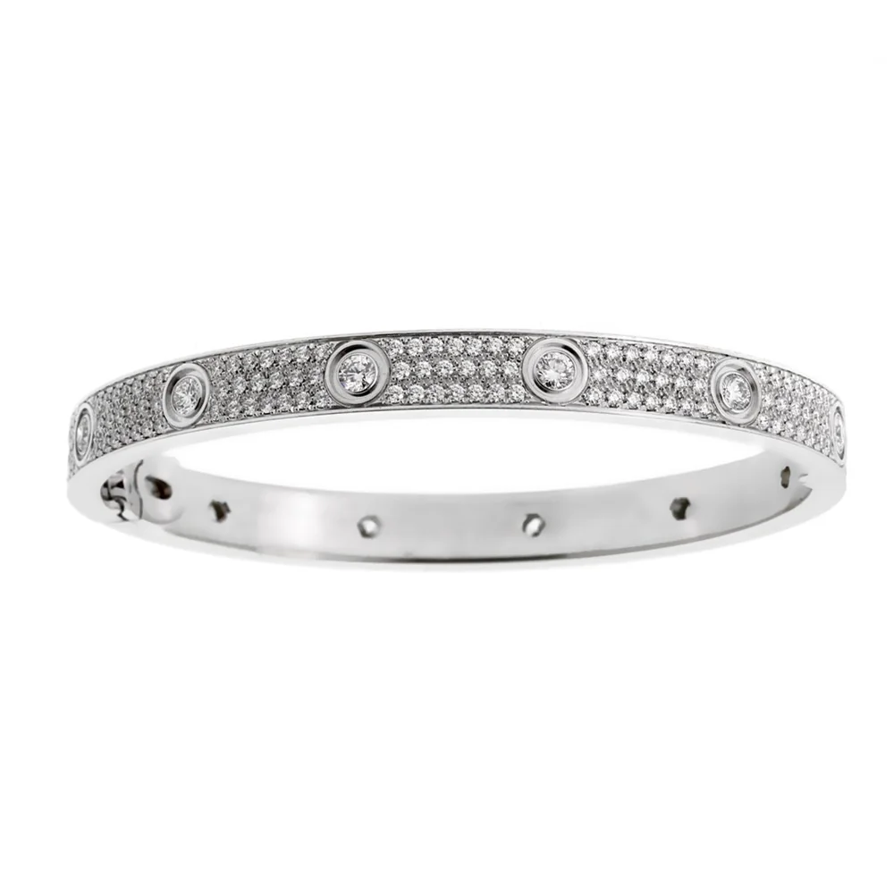Cartier LOVE classic bracelet in white gold set with pavé diamonds