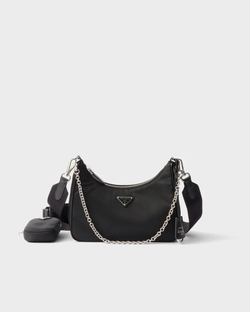 Black Prada Re-Edition 2005 Re-Nylon bag with chain and shoulder strap