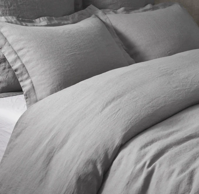 Grey RH Organic Stonewashed Belgian Flax Linen bedding