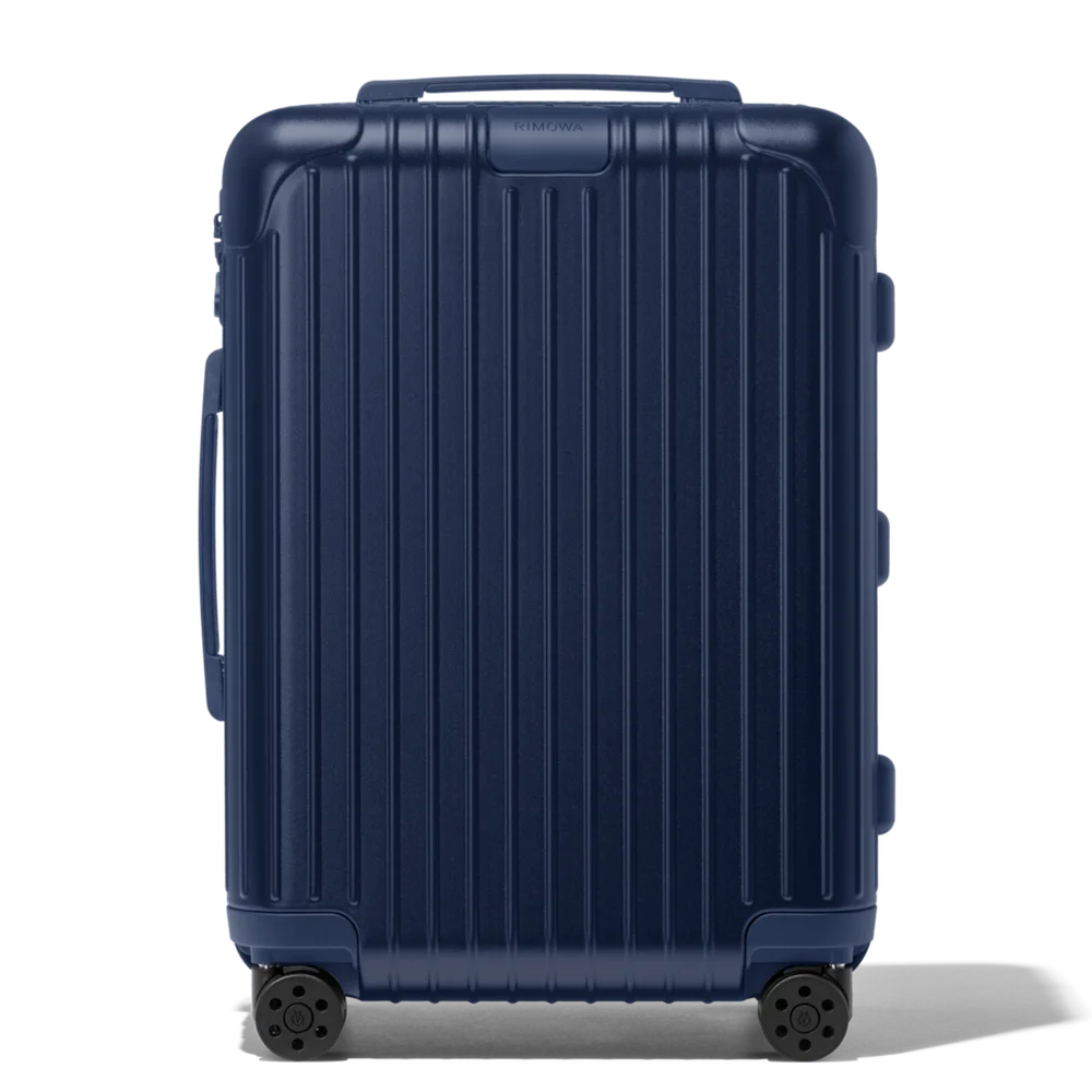 Rimowa Essential Cabin in matte blue polycarbonate.