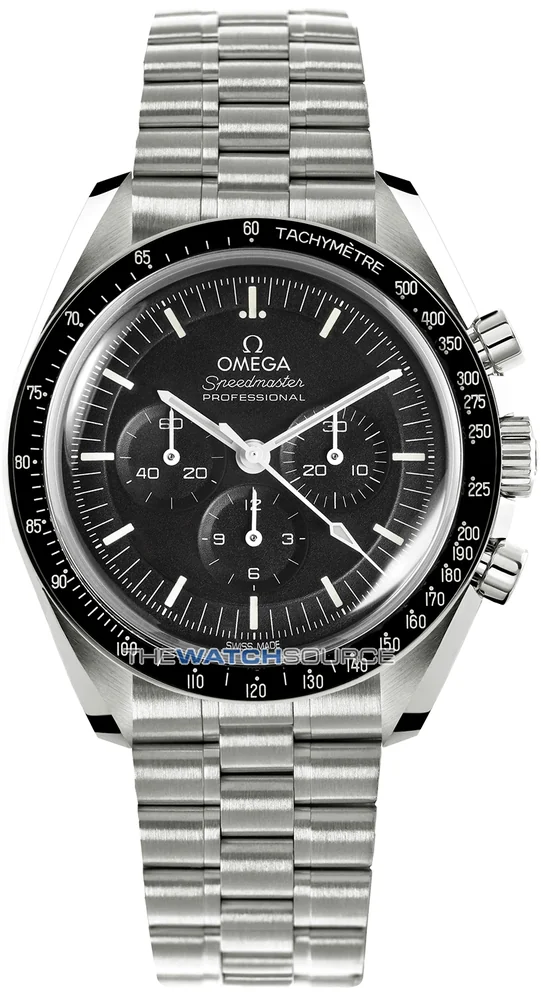 Omega Speedmaster Professional Moonwatch with black dial and steel bracelet