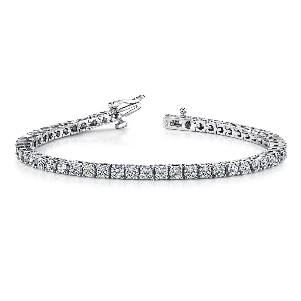 Three-carat diamond tennis bracelet in white gold